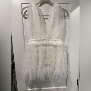 White pearl and tulle mini dress, size medium, NWT